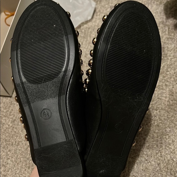 Black and Gold Studded Women's Shoes - Picture 8 of 9